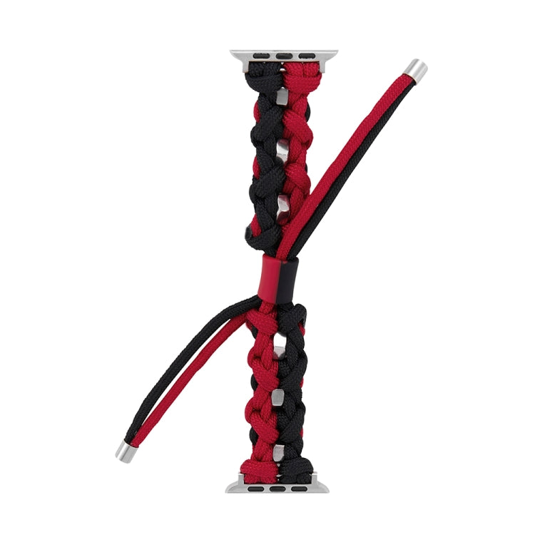 For Apple Watch Ultra 2 49mm Screw Nut Dual-Color Braided Paracord Watch Band(Black Red) - Watch Bands by buy2fix | Online Shopping UK | buy2fix