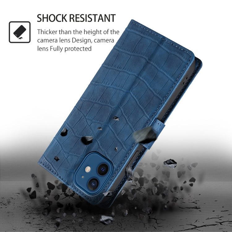 For Motorola Edge 5G 2024 Skin Feel Crocodile Magnetic Clasp Leather Phone Case(Blue) - Motorola Cases by buy2fix | Online Shopping UK | buy2fix