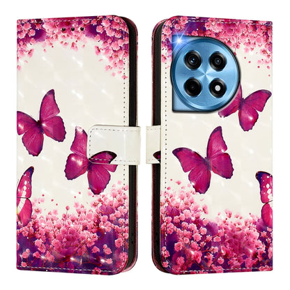 For OnePlus 12 5G Global 3D Painting Horizontal Flip Leather Phone Case(Rose Butterfly) - OnePlus Cases by buy2fix | Online Shopping UK | buy2fix