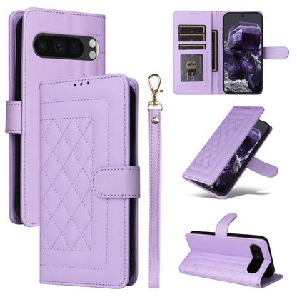 For Google Pixel 9 Diamond Lattice Leather Flip Phone Case(Light Purple) - Google Cases by buy2fix | Online Shopping UK | buy2fix