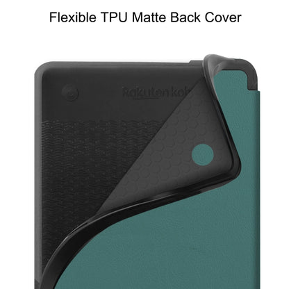 For KOBO Clara Colour 2024 / BW Solid Color Voltage Caster TPU Leather Smart Tablet Case(Dark Green) - Others by buy2fix | Online Shopping UK | buy2fix