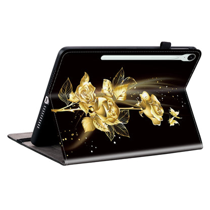 For Samsung Galaxy Tab S9 / S9 FE Crystal Texture Painted Leather Tablet Case(Gold Butterfly Rose) - Galaxy Tab S9 Cases by buy2fix | Online Shopping UK | buy2fix