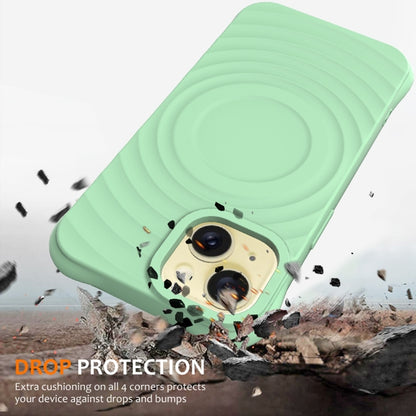 For iPhone 15 Plus Wave Texture MagSafe Magnetic Liquid Silicone Phone Case(Green) - iPhone 15 Plus Cases by buy2fix | Online Shopping UK | buy2fix