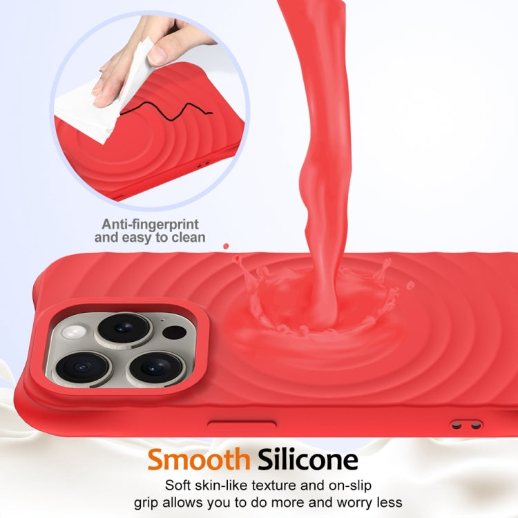 For iPhone 14 Pro Wave Texture MagSafe Magnetic Liquid Silicone Phone Case(Red) - iPhone 14 Pro Cases by buy2fix | Online Shopping UK | buy2fix