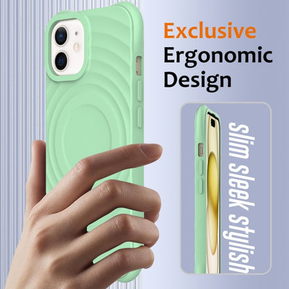 For iPhone 12 mini Wave Texture MagSafe Magnetic Liquid Silicone Phone Case(Green) - iPhone 12 mini Cases by buy2fix | Online Shopping UK | buy2fix