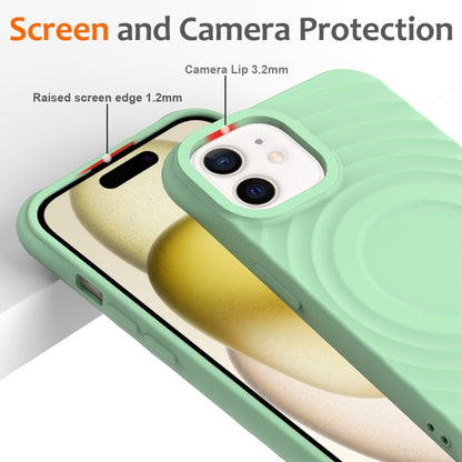 For iPhone 12 mini Wave Texture MagSafe Magnetic Liquid Silicone Phone Case(Green) - iPhone 12 mini Cases by buy2fix | Online Shopping UK | buy2fix