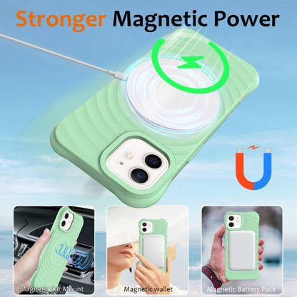 For iPhone 12 mini Wave Texture MagSafe Magnetic Liquid Silicone Phone Case(Green) - iPhone 12 mini Cases by buy2fix | Online Shopping UK | buy2fix