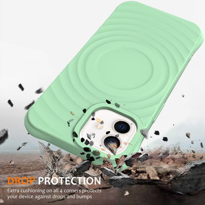 For iPhone 12 mini Wave Texture MagSafe Magnetic Liquid Silicone Phone Case(Green) - iPhone 12 mini Cases by buy2fix | Online Shopping UK | buy2fix