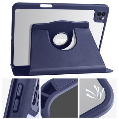 For iPad Air 13 2024 Acrylic 360 Degree Rotation Holder Leather Tablet Case(Dark Blue) - iPad Air 13 2024 Cases by buy2fix | Online Shopping UK | buy2fix