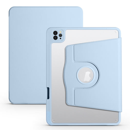 For iPad Pro 13 2024 Acrylic 360 Degree Rotation Holder Leather Tablet Case(Ice Blue) - iPad Pro 13 2024 Cases by buy2fix | Online Shopping UK | buy2fix