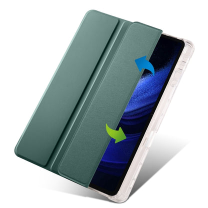 For iPad Air 13 2024 3-fold Clear TPU Smart Leather Tablet Case with Pen Slot(Dark Green) - iPad Air 13 2024 Cases by buy2fix | Online Shopping UK | buy2fix