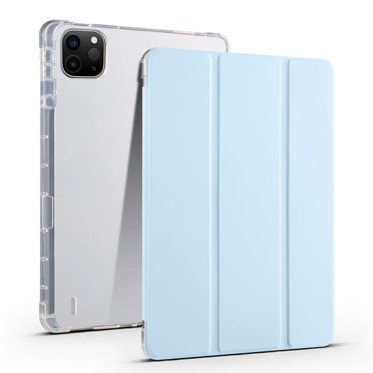 For iPad Air 13 2024 3-fold Clear TPU Smart Leather Tablet Case with Pen Slot(Ice Blue) - iPad Air 13 2024 Cases by buy2fix | Online Shopping UK | buy2fix