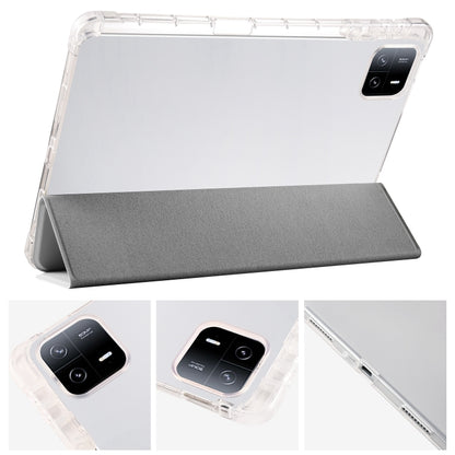 For iPad Air 13 2024 3-fold Clear TPU Smart Leather Tablet Case with Pen Slot(Space Gray) - iPad Air 13 2024 Cases by buy2fix | Online Shopping UK | buy2fix