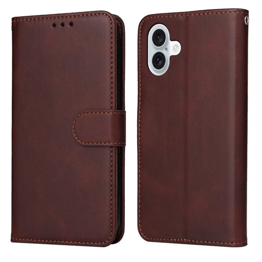 For iPhone 16 Plus Classic Calf Texture Flip Leather Phone Case(Brown) - iPhone 16 Plus Cases by buy2fix | Online Shopping UK | buy2fix