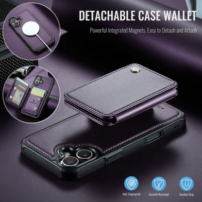 For iPhone 16 JEEHOOD J05 Business Magnetic Style RFID Leather Phone Case(Purple) - iPhone 16 Cases by JEEHOOD | Online Shopping UK | buy2fix