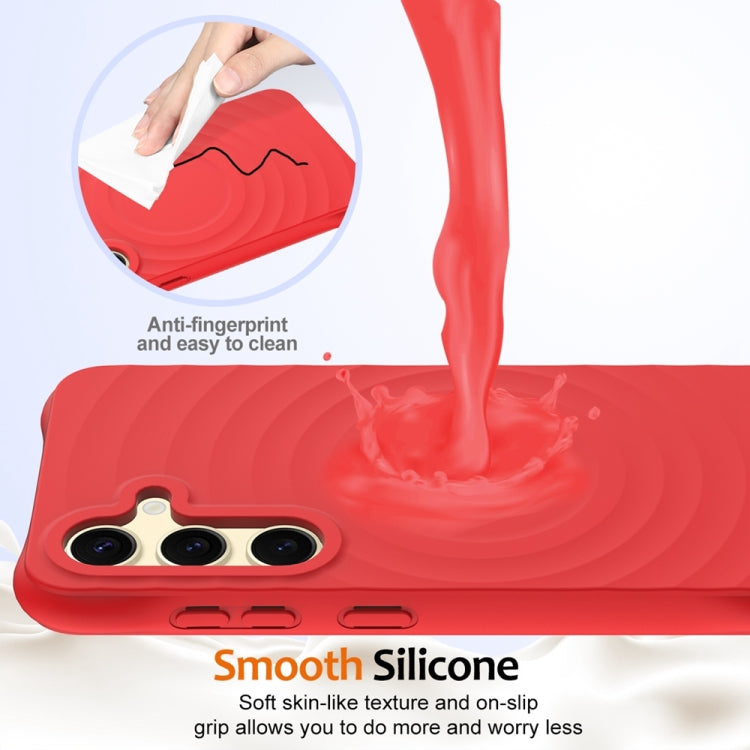 For Samsung Galaxy S24+ 5G Wave Texture MagSafe Magnetic Liquid Silicone Phone Case(Red) - Galaxy S24+ 5G Cases by buy2fix | Online Shopping UK | buy2fix