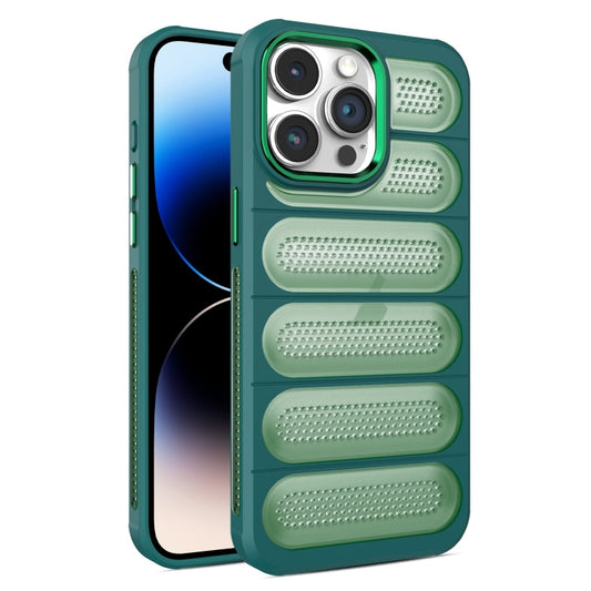 For iPhone 14 Pro Max Cooling Armor Translucent Mesh Breathable Phone Case(Green) - iPhone 14 Pro Max Cases by buy2fix | Online Shopping UK | buy2fix