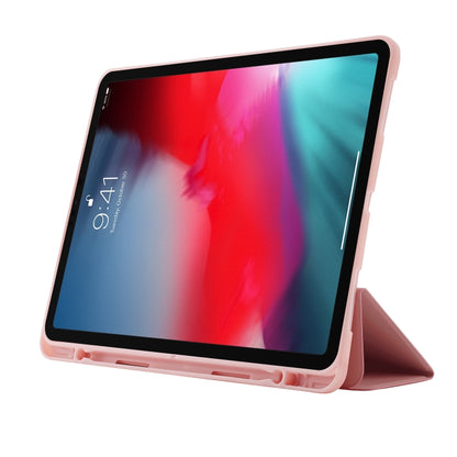 For iPad Pro 11 2024 Skin Feel Tri-fold Leather Tablet Case with Pen Slot(Pink) - iPad Pro 11 2024 Cases by buy2fix | Online Shopping UK | buy2fix