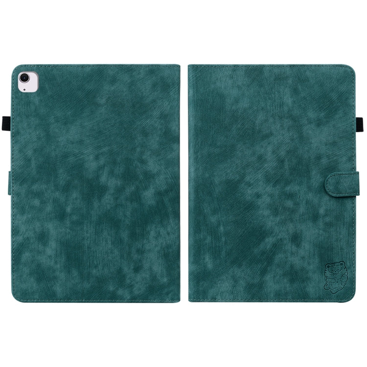 For iPad Air 11 2024 Embossed Tiger Pattern Leather Tablet Case(Dark Green) - iPad Air 11 2024 Cases by buy2fix | Online Shopping UK | buy2fix