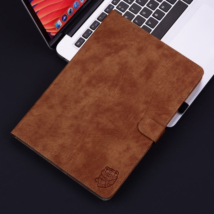 For iPad Pro 11 2024 Embossed Tiger Pattern Leather Tablet Case(Brown) - iPad Pro 11 2024 Cases by buy2fix | Online Shopping UK | buy2fix