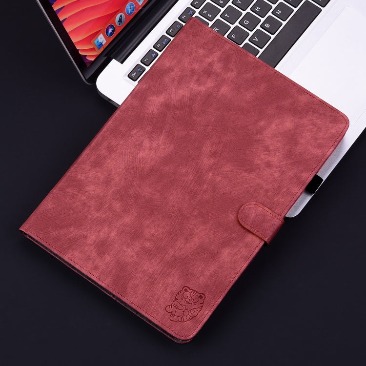 For iPad Pro 11 2024 Embossed Tiger Pattern Leather Tablet Case(Red) - iPad Pro 11 2024 Cases by buy2fix | Online Shopping UK | buy2fix