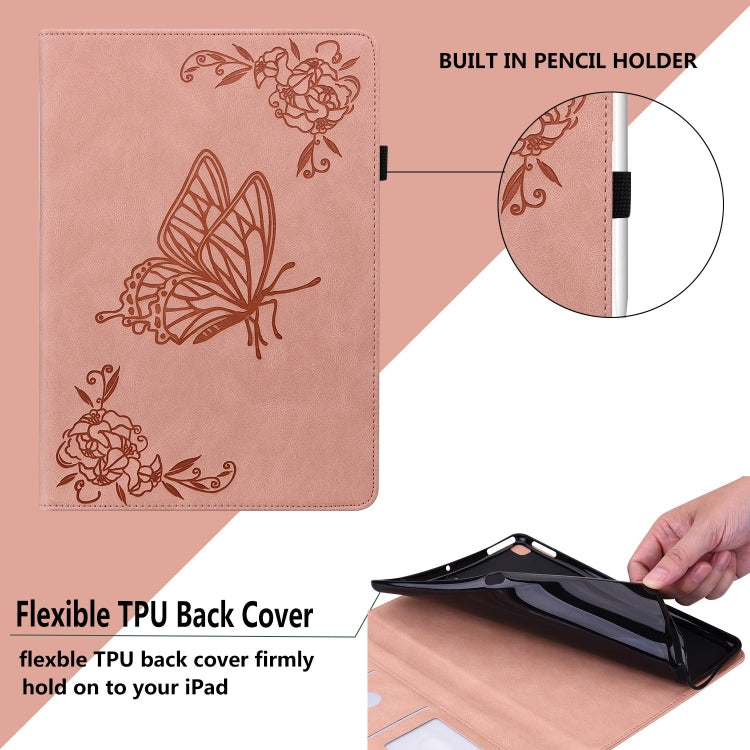 For iPad Air 11 2024 Butterfly Flower Embossed Leather Tablet Case(Rose Gold) - iPad Air 11 2024 Cases by buy2fix | Online Shopping UK | buy2fix