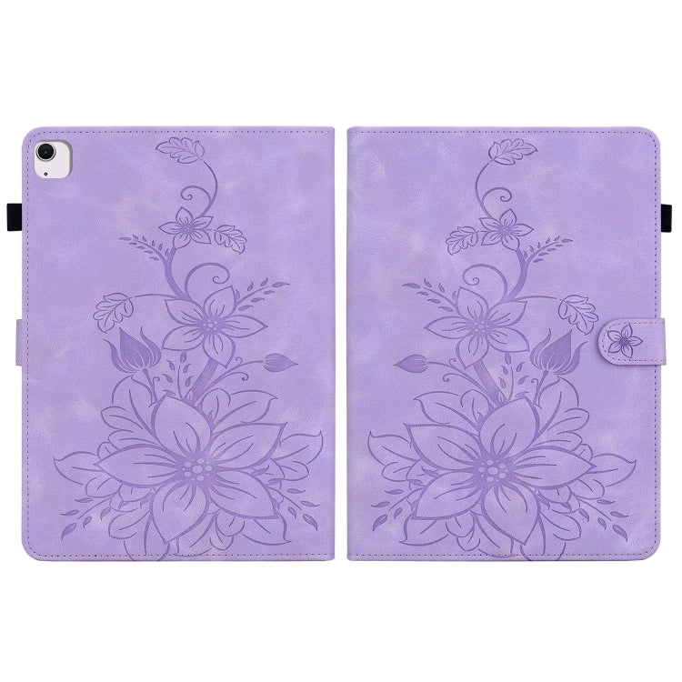 For iPad Air 13 2024 Lily Embossed Leather Smart Tablet Case(Purple) - iPad Air 13 2024 Cases by buy2fix | Online Shopping UK | buy2fix