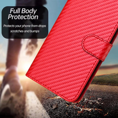 For iPhone 16 Pro Max YX0070 Carbon Fiber Buckle Leather Phone Case with Lanyard(Red) - iPhone 16 Pro Max Cases by buy2fix | Online Shopping UK | buy2fix