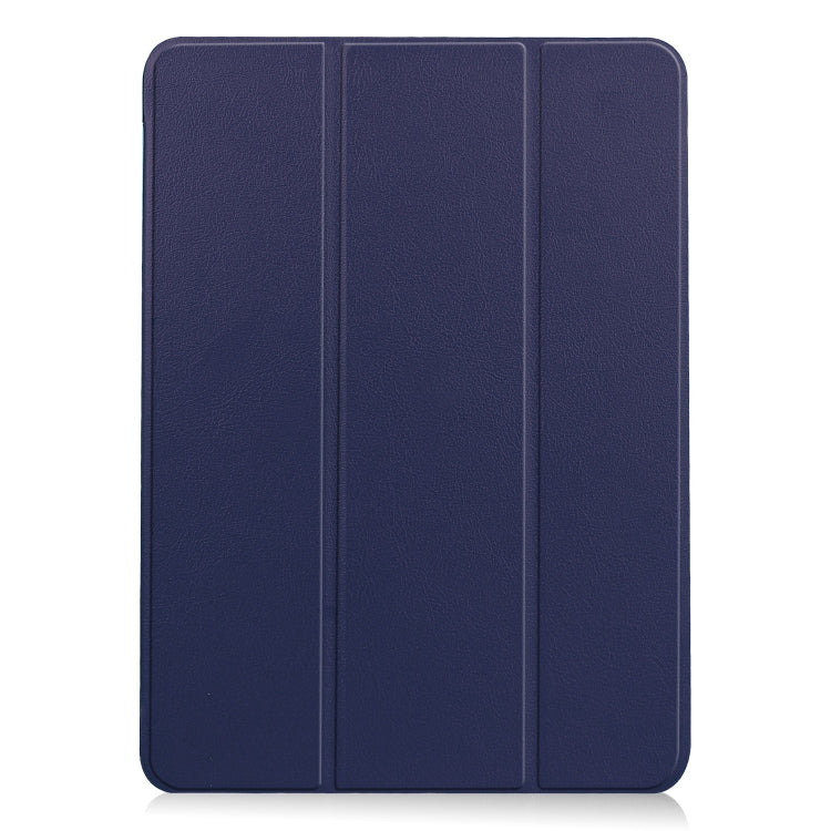 For iPad Air 13 2024 Custer Pure Color 3-Fold Holder Smart Leather Tablet Case(Dark Blue) - iPad Air 13 2024 Cases by buy2fix | Online Shopping UK | buy2fix