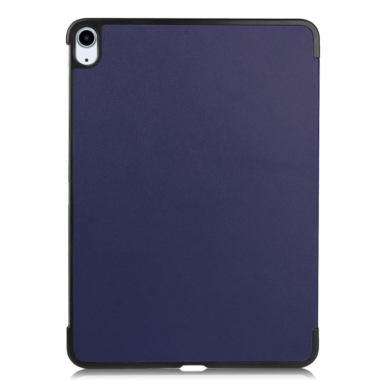 For iPad Air 13 2024 Custer Pure Color 3-Fold Holder Smart Leather Tablet Case(Dark Blue) - iPad Air 13 2024 Cases by buy2fix | Online Shopping UK | buy2fix