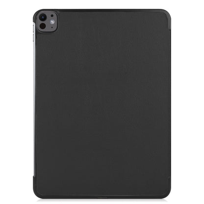 For iPad Pro 13 2024 Custer Pure Color 3-Fold Holder Smart Leather Tablet Case(Black) - iPad Pro 13 2024 Cases by buy2fix | Online Shopping UK | buy2fix