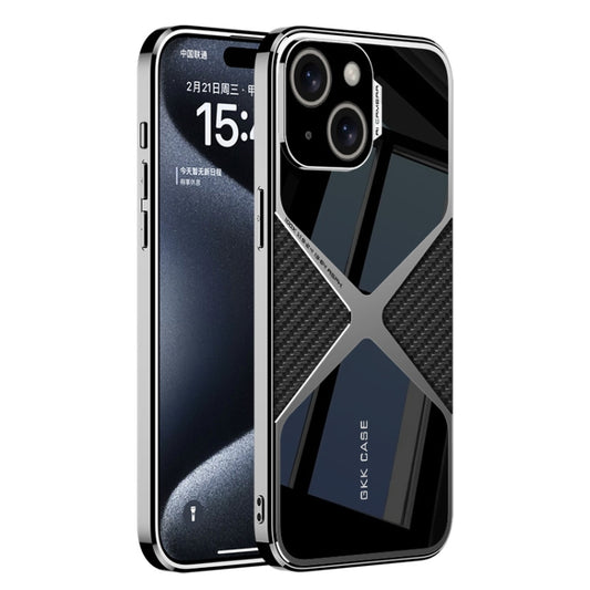 For iPhone 15 GKK Leather Electroplating Supersonic Speed Shockproof Phone Case(Carbon Fibre) - iPhone 15 Cases by GKK | Online Shopping UK | buy2fix