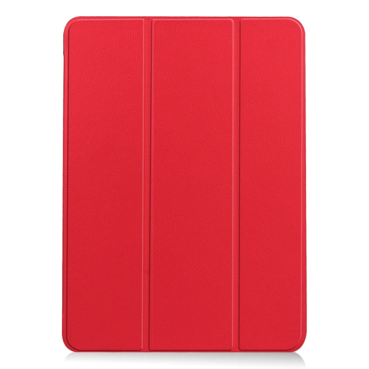 For iPad Air 11 2025 / 2024 Custer Pure Color 3-Fold Holder Smart Leather Tablet Case(Red) - iPad Air 11 2025 / 2024 Cases by buy2fix | Online Shopping UK | buy2fix