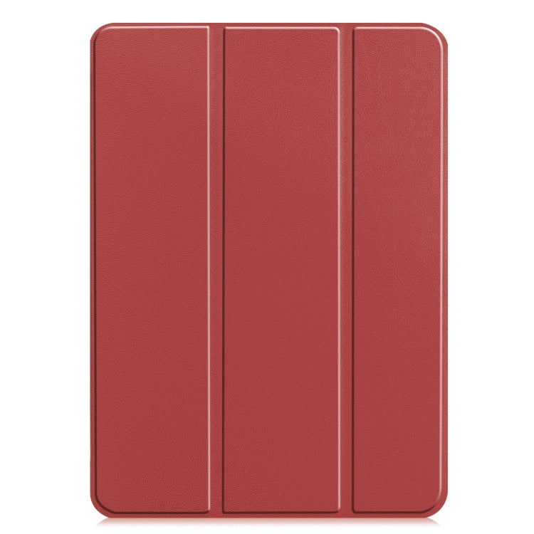 For iPad Pro 11 2024 Custer Pure Color 3-Fold Holder Smart Leather Tablet Case(Wine Red) - iPad Pro 11 2024 Cases by buy2fix | Online Shopping UK | buy2fix