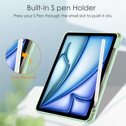 For iPad Air 11 2024 Pure Color 3-fold Clear TPU Smart Leather Tablet Case(Mint Green) - iPad Air 11 2024 Cases by buy2fix | Online Shopping UK | buy2fix