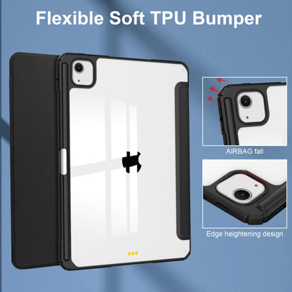 For iPad Air 13 2024 Pure Color 3-fold Clear TPU Smart Leather Tablet Case(Black) - iPad Air 13 2024 Cases by buy2fix | Online Shopping UK | buy2fix