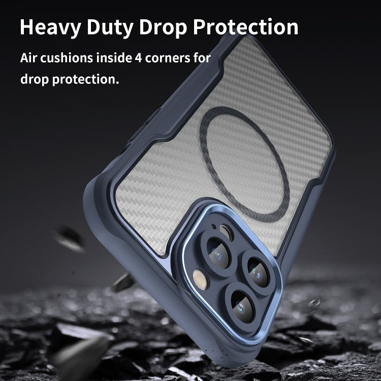 For iPhone 15 Pro Carbon Fiber Texture MagSafe Translucent Phone Case(Blue) - iPhone 15 Pro Cases by buy2fix | Online Shopping UK | buy2fix