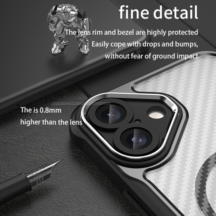 For iPhone 16 Carbon Fiber Texture MagSafe Translucent Phone Case(Black) - iPhone 16 Cases by buy2fix | Online Shopping UK | buy2fix