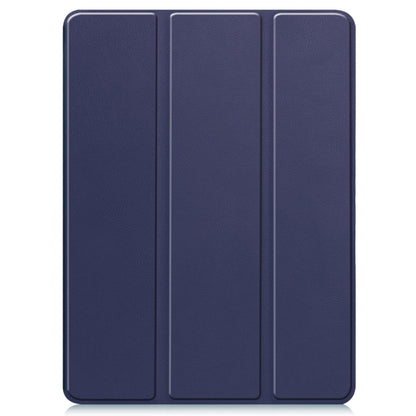 For iPad Pro 11 2024 Custer TPU Pure Color 3-Fold Holder Smart Leather Tablet Case with Pen Tray(Dark Blue) - iPad Pro 11 2024 Cases by buy2fix | Online Shopping UK | buy2fix