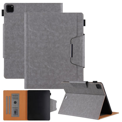 For iPad Pro 11 2024 Solid Color Metal Buckle Leather Smart Tablet Case(Grey) - iPad Pro 11 2024 Cases by buy2fix | Online Shopping UK | buy2fix