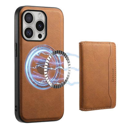 For iPhone 16 Pro Denior D13 Retro Texture Leather MagSafe Card Bag Phone Case(Brown) - iPhone 16 Pro Cases by Denior | Online Shopping UK | buy2fix