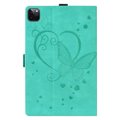 For iPad Pro 11 2024 Love Butterfly Embossed Leather Tablet Case(Mint Green) - iPad Pro 11 2024 Cases by buy2fix | Online Shopping UK | buy2fix