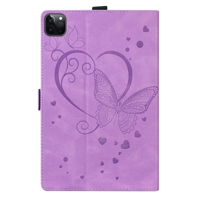 For iPad Pro 11 2024 Love Butterfly Embossed Leather Tablet Case(Purple) - iPad Pro 11 2024 Cases by buy2fix | Online Shopping UK | buy2fix