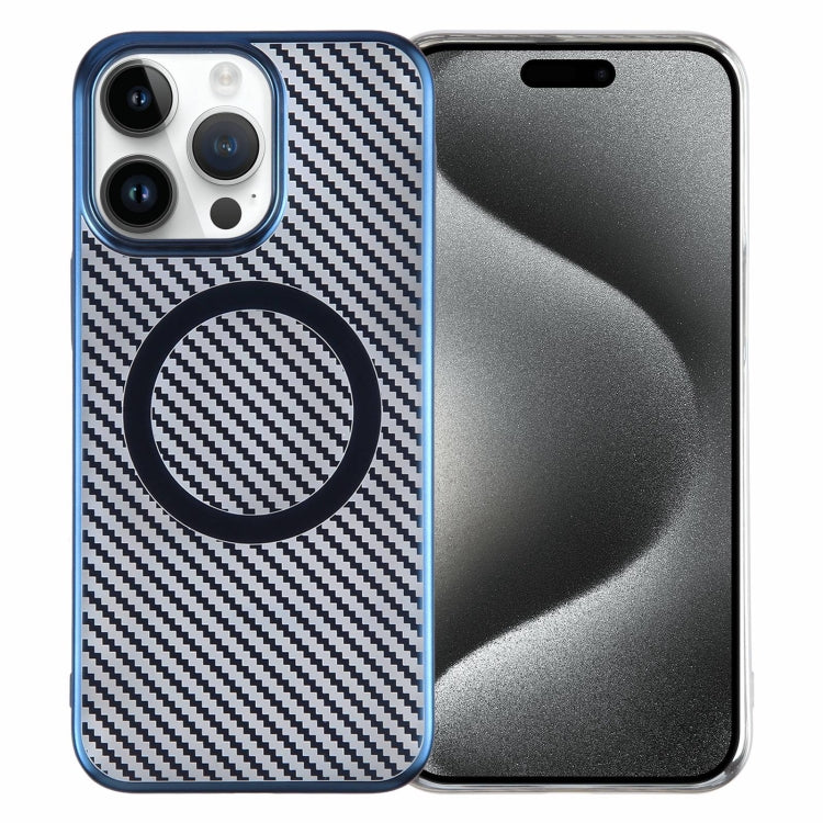 For iPhone 15 Pro 6D Plated Carbon Fiber Clear Magsafe PC Phone Case(Dream Blue) - iPhone 15 Pro Cases by buy2fix | Online Shopping UK | buy2fix