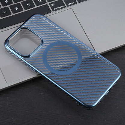 For iPhone 14 6D Plated Carbon Fiber Clear Magsafe PC Phone Case(Dream Blue) - iPhone 14 Cases by buy2fix | Online Shopping UK | buy2fix