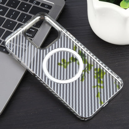 For iPhone 14 Pro Max 6D Plated Carbon Fiber Clear Magsafe PC Phone Case(Titanium Grey) - iPhone 14 Pro Max Cases by buy2fix | Online Shopping UK | buy2fix