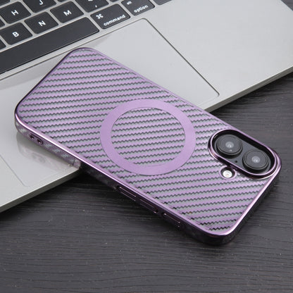 For iPhone 16 Plus 6D Plated Carbon Fiber Clear Magsafe PC Phone Case(Aurora Purple) - iPhone 16 Plus Cases by buy2fix | Online Shopping UK | buy2fix