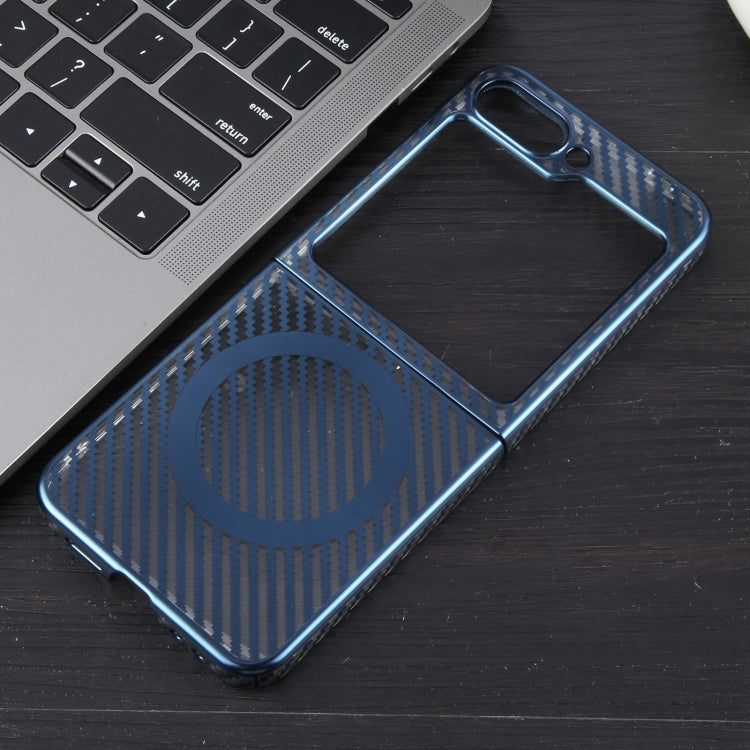 For Samsung Galaxy Z Flip5 6D Plated Carbon Fiber Clear Magsafe PC Phone Case(Dream Blue) - Galaxy Z Flip5 Cases by buy2fix | Online Shopping UK | buy2fix