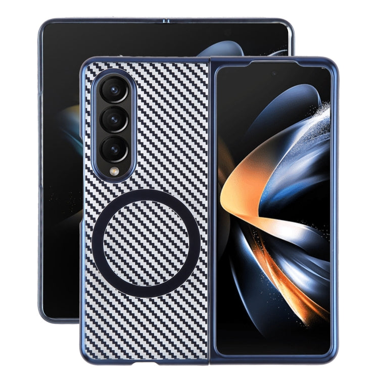 For Samsung Galaxy Z Fold4 6D Plated Carbon Fiber Clear Magsafe PC Phone Case(Dream Blue) - Galaxy Z Fold4 5G Cases by buy2fix | Online Shopping UK | buy2fix