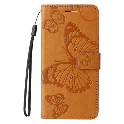 For iPhone 16 3D Butterfly Embossed Pattern Flip Leather Phone Case(Yellow) - iPhone 16 Cases by buy2fix | Online Shopping UK | buy2fix